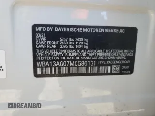2021 BMW 5 Series 530e with VIN WBA13AG07MCG86131, listed as a Copart auction lot 81957964 with 39,405 mi miles and Salvage Title. Bid and sale history available at carsss.com. Image 12.