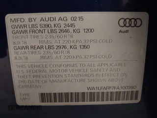2015 Audi Q5 Premium Plus with VIN WA1LFAFP7FA100390, listed as a IAAI auction lot 42594842 with 110,349 mi miles and . Bid and sale history available at DreamBid. Image 9.