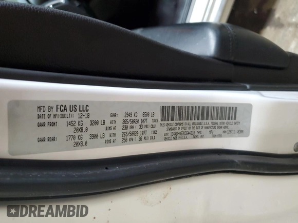 2019 Dodge Durango SXT Plus with VIN 1C4RDHAG7KC644618, listed as a Copart auction lot 43945855 with 100,283 mi miles and Salvage Title. Bid and sale history available at DreamBid. Image 13.