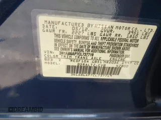 2012 Nissan Sentra SR with VIN 3N1AB6AP7CL737719, listed as a IAAI auction lot 42212932 with 96,750 mi miles and . Bid and sale history available at DreamBid. Image 9.