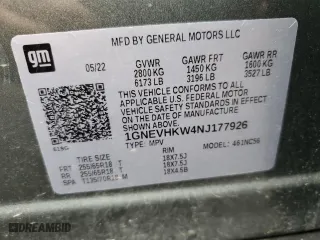 2022 Chevrolet Traverse LT Leather with VIN 1GNEVHKW4NJ177926, listed as a Copart auction lot 48199255 with 35,579 mi miles and Salvage Title. Bid and sale history available at carsss.com. Image 13.