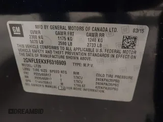 2015 Chevrolet Equinox LS with VIN 2GNFLEEKXF6316909, listed as a IAAI auction lot 41282944 with 135,824 mi miles and . Bid and sale history available at carsss.com. Image 9.