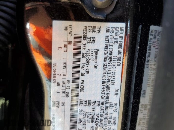 2015 Ford C-Max Energi SEL with VIN 1FADP5CUXFL112830, listed as a Copart auction lot 67725864 with 64,700 mi miles and Salvage Title. Bid and sale history available at carsss.com. Image 14.