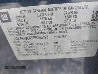 2015 GMC Terrain SLE with VIN 2GKFLWEK5F6293493, listed as a IAAI auction lot 41896627 with 151,244 mi miles and . Bid and sale history available at carsss.com. Image 9.