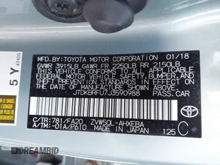 2018 Toyota Prius Two with VIN JTDKBRFU7J3590988, listed as a IAAI auction lot 41876636 with 72,851 mi miles. Bid and sale history available at carsss.com. Image 9.