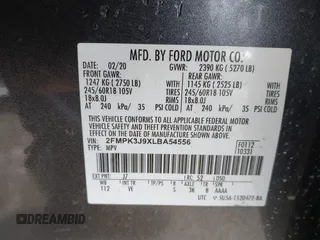 2020 Ford Edge SEL z VIN 2FMPK3J9XLBA54556, wystawiony jako IAAI lot #42179907 z przebiegiem 63 449 mil mil oraz . Historia ofert i sprzedaży dostępna na DreamBid. Obrazek 9.