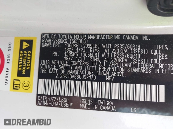 2011 Lexus RX 350 z VIN 2T2BK1BA6BC092170, wystawiony jako IAAI lot #42228576 z przebiegiem 106 828 mil mil oraz . Historia ofert i sprzedaży dostępna na DreamBid. Obrazek 9.