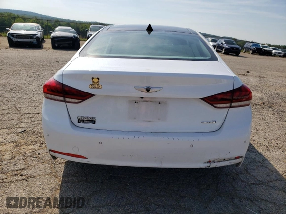 2015 Hyundai Genesis 3.8L with VIN KMHGN4JE9FU030497, listed as a Copart auction lot 58229074 with 166,236 mi miles and Salvage Title. Bid and sale history available at carsss.com. Image 6.