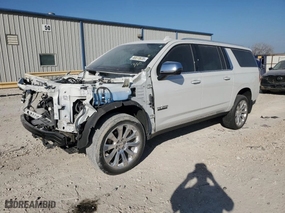 2023 Chevrolet Suburban Premier with VIN 1GNSCFKD2PR106790, listed as a Copart auction lot 46873635 with 31,972 mi miles and Salvage Title. Bid and sale history available at carsss.com. Image 1.