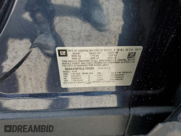 2018 Chevrolet Equinox LS with VIN 3GNAXHEVXJL103683, listed as a Copart auction lot 51414335 with 98,528 mi miles and Salvage Title. Bid and sale history available at DreamBid. Image 12.
