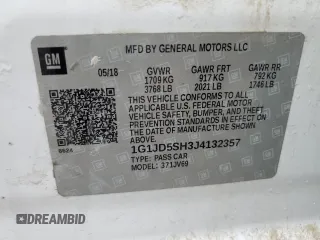 2018 Chevrolet Sonic LT with VIN 1G1JD5SH3J4132357, listed as a Copart auction lot 59164785 with 207,625 mi miles and Salvage title. Bid and sale history available at DreamBid. Image 12.