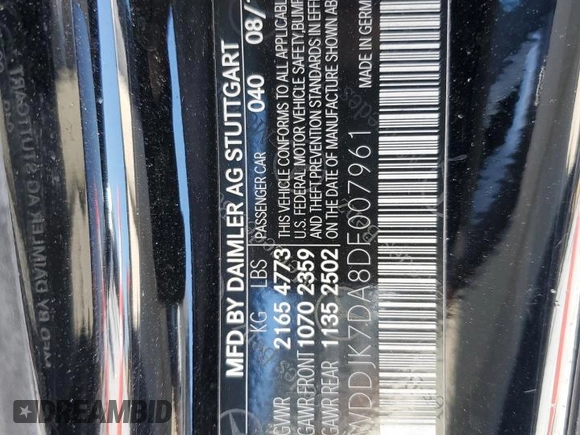 2013 Mercedes-Benz SL 550 z VIN WDDJK7DA8DF007961, wystawiony jako Copart lot #47283085 z przebiegiem 47 983 mil mil oraz Szkoda całkowita • Salvage title. Historia ofert i sprzedaży dostępna na DreamBid. Obrazek 12.