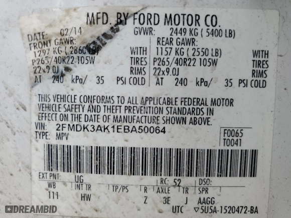 2014 Ford Edge Sport with VIN 2FMDK3AK1EBA50064, listed as a Copart auction lot 47078515 with 88,729 mi miles and Clean Title. Bid and sale history available at carsss.com. Image 13.