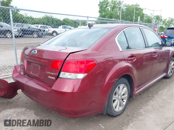2012 Subaru Legacy Premium with VIN 4S3BMBF60C3015413, listed as a IAAI auction lot 42579590 with 186,399 mi miles and . Bid and sale history available at DreamBid. Image 4.
