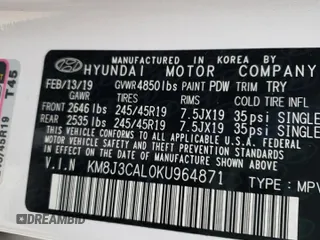 2019 Hyundai Tucson Ultimate z VIN KM8J3CAL0KU964871, wystawiony jako Copart lot #69116901 z przebiegiem 53 683 mil mil oraz . Historia ofert i sprzedaży dostępna na DreamBid. Obrazek 10.