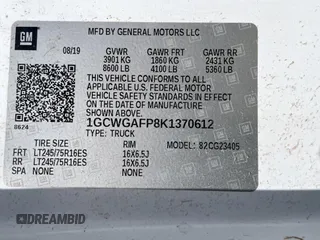 2019 Chevrolet Express Cargo with VIN 1GCWGAFP8K1370612, listed as a Copart auction lot 62214645 with 104,484 mi miles and Clean title. Bid and sale history available at DreamBid. Image 10.