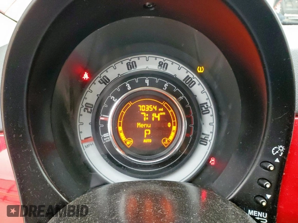 2013 FIAT 500 Pop with VIN 3C3CFFAR7DT674168, listed as a Copart auction lot 59771195 with 70,354 mi miles and Salvage title. Bid and sale history available at DreamBid. Image 9.