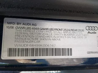 2009 Audi A4 2.0T with VIN WAUDF48H99K006167, listed as a IAAI auction lot 42488819 with 127,686 mi miles and . Bid and sale history available at DreamBid. Image 9.