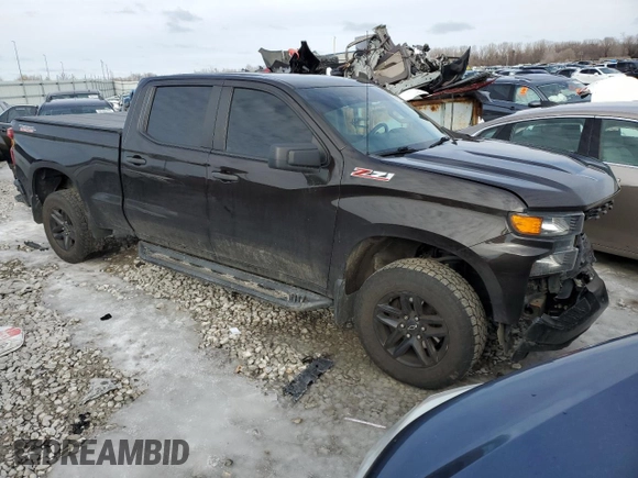 2020 Chevrolet Silverado 1500 Custom Trail Boss with VIN 1GCPYCEF3LZ143725, listed as a Copart auction lot 89216245 with 77,373 mi miles and Salvage Title. Bid and sale history available at DreamBid. Image 4.