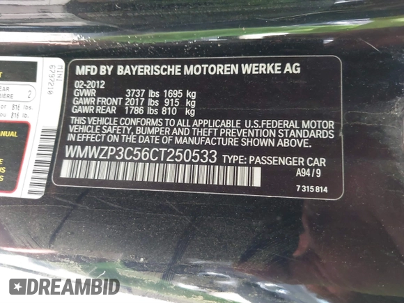 2012 MINI Convertible S z VIN WMWZP3C56CT250533, wystawiony jako IAAI lot #41506301 z przebiegiem 89 854 mil mil oraz . Historia ofert i sprzedaży dostępna na DreamBid. Obrazek 9.