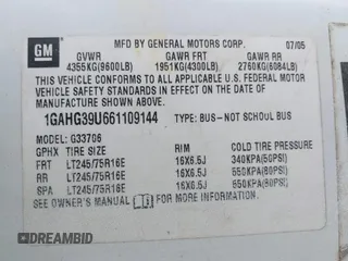 2006 Chevrolet Express Passenger with VIN 1GAHG39U661109144, listed as a IAAI auction lot 42439731 with 163,372 mi miles and . Bid and sale history available at DreamBid. Image 9.