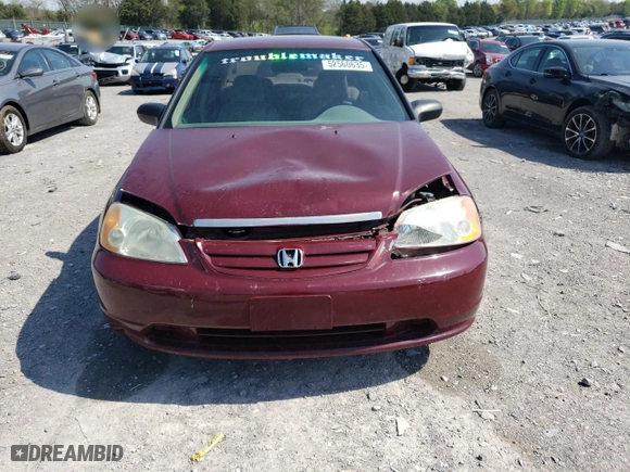 2002 Honda Civic LX with VIN 2HGES16522H536487, listed as a Copart auction lot 52560635 with 121,970 mi miles and Salvage Title. Bid and sale history available at carsss.com. Image 5.