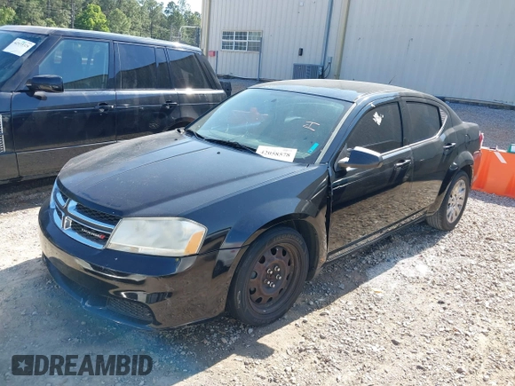 2014 Dodge Avenger SE with VIN 1C3CDZAB9EN173407, listed as a IAAI auction lot 42058578 with 197,205 mi miles and . Bid and sale history available at DreamBid. Image 2.