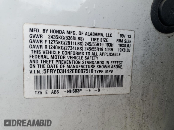 2014 Acura MDX Technology with VIN 5FRYD3H42EB007510, listed as a Copart auction lot 54881735 with 227,072 mi miles and Salvage Title. Bid and sale history available at carsss.com. Image 13.