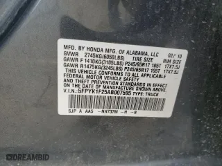 2010 Honda Ridgeline RT with VIN 5FPYK1F25AB007595, listed as a Copart auction lot 78267174 with 184,484 mi miles and Salvage Title. Bid and sale history available at carsss.com. Image 12.