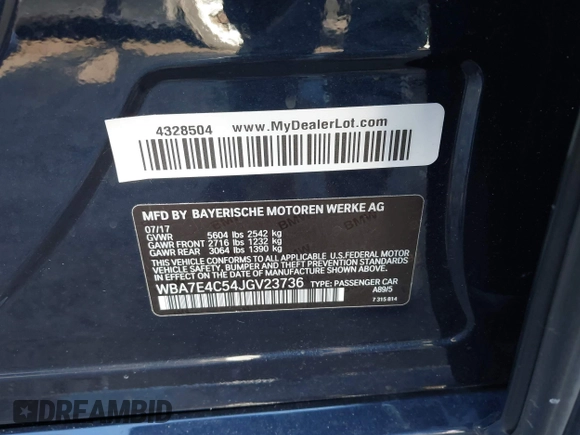 2018 BMW 7 Series 740i xDrive with VIN WBA7E4C54JGV23736, listed as a IAAI auction lot 41457470 with 70,243 mi miles. Bid and sale history available at carsss.com. Image 9.