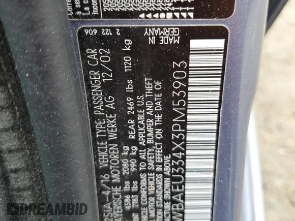 2003 BMW 3 Series 325xi с VIN WBAEU334X3PM53903, выставлен на аукционе Copart как лот 59102065 с пробегом 178 164 миль миль и Чистый • Clean title. История ставок и продаж доступна на DreamBid. Изображение 12.