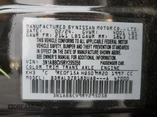2024 Nissan Sentra SV with VIN 3N1AB8CV9RY295058, listed as a Copart auction lot 48817195 with 8,539 mi miles and Salvage Title. Bid and sale history available at carsss.com. Image 12.