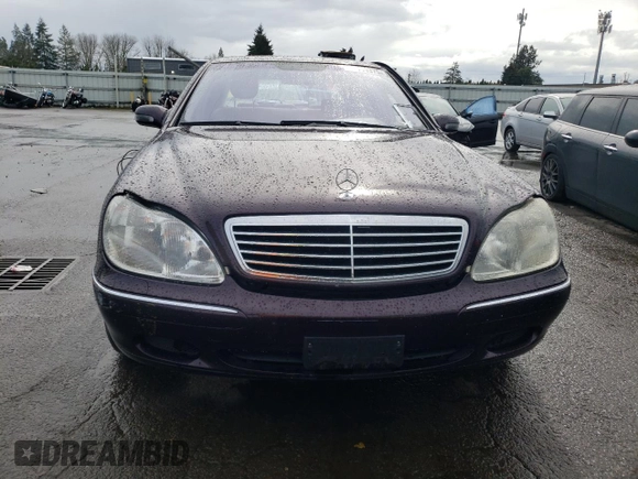 2002 Mercedes-Benz S-Class 4.3L with VIN WDBNG70J52A235556, listed as a Copart auction lot 51369375 with 201,655 mi miles and Salvage Title. Bid and sale history available at carsss.com. Image 5.