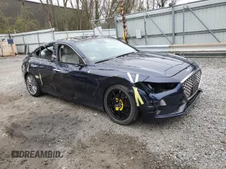 2021 Genesis G70 2.0T with VIN KMTG34LA5MU075357, listed as a Copart auction lot 52603054 with 23,112 mi miles and Salvage Title. Bid and sale history available at carsss.com. Image 4.
