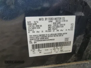 2017 Ford Explorer XLT z VIN 1FM5K8D89HGA99222, wystawiony jako Copart lot #58090105 z przebiegiem 166 221 mil mil oraz Szkoda całkowita • Salvage title. Historia ofert i sprzedaży dostępna na DreamBid. Obrazek 14.