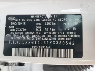 2019 Kia Optima LX with VIN 5XXGT4L31KG330542, listed as a Copart auction lot 50617965 with 46,105 mi miles and Salvage Title. Bid and sale history available at carsss.com. Image 13.