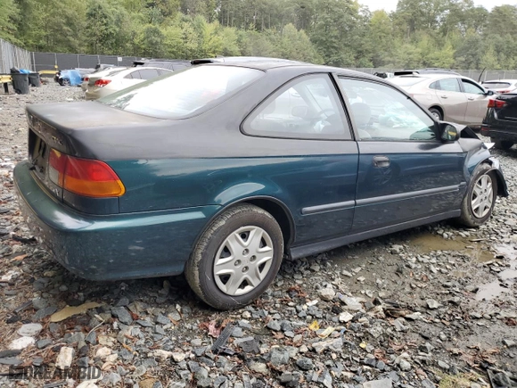 1997 Honda Civic DX with VIN 1HGEJ6223VL057580, listed as a Copart auction lot 74752434 with 239,657 mi miles and Salvage Title. Bid and sale history available at carsss.com. Image 3.