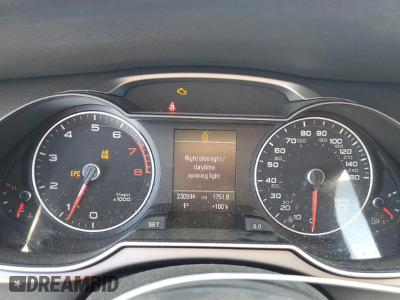2013 Audi A4 Premium Plus with VIN WAUFFAFL8DN005923, listed as a Copart auction lot 50873315 with 230,594 mi miles and Salvage Title. Bid and sale history available at carsss.com. Image 9.