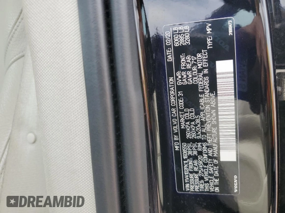 2020 Volvo XC90 Momentum с VIN YV4102PK1L1608550, выставлен на аукционе Copart как лот 50358535 с пробегом 41 477 миль миль и Списание • Salvage title. История ставок и продаж доступна на DreamBid. Изображение 12.