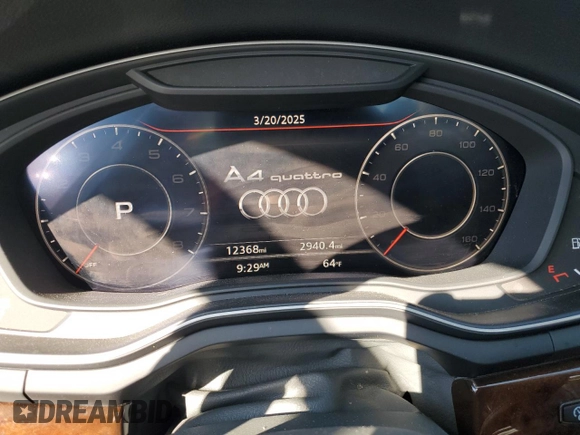 2019 Audi A4 Premium Plus with VIN WAUENAF41KA044624, listed as a Copart auction lot 50043695 with 12,368 mi miles and Salvage Title. Bid and sale history available at carsss.com. Image 9.
