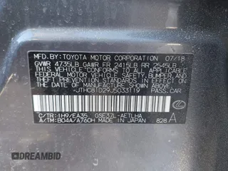 2018 Lexus IS 300 with VIN JTHC81D29J5033119, listed as a IAAI auction lot 41433115 with 42,025 mi miles and . Bid and sale history available at DreamBid. Image 9.