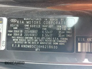 2017 Kia Sedona LX with VIN KNDMB5C16H6218630, listed as a Copart auction lot 54375925 with 159,352 mi miles and Clean Title. Bid and sale history available at carsss.com. Image 13.