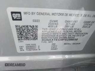 2023 Chevrolet Equinox LT with VIN 3GNAXTEG9PS198658, listed as a IAAI auction lot 42203767 with 25,177 mi miles and . Bid and sale history available at DreamBid. Image 9.