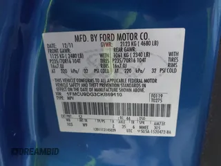 2012 Ford Escape XLT с VIN 1FMCU9DG3CKB69110, выставлен на аукционе IAAI как лот 42567037 с пробегом 144 145 миль миль и . История ставок и продаж доступна на DreamBid. Изображение 9.