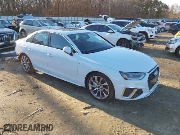 2021 Audi A4 S line Premium Plus with VIN WAUEAAF4XMA038044, listed as a IAAI auction lot 41354276 with 19,726 mi miles and . Bid and sale history available at DreamBid. Image 1.