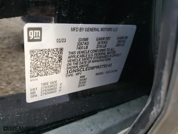 2023 Chevrolet Tahoe Commercial with VIN 1GNSCLED8PR279143, listed as a Copart auction lot 42970525 with 25,674 mi miles and Salvage Title. Bid and sale history available at carsss.com. Image 12.