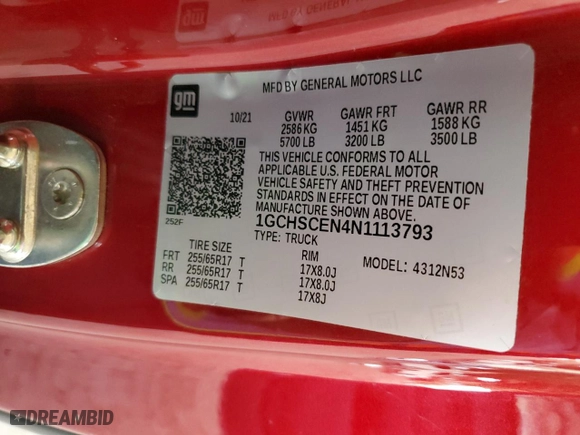 2022 Chevrolet Colorado 2WD LT with VIN 1GCHSCEN4N1113793, listed as a Copart auction lot 74981554 with 74,868 mi miles and Salvage Title. Bid and sale history available at carsss.com. Image 12.