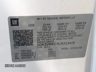 2020 GMC Yukon SLT with VIN 1GKS2BKC5LR213472, listed as a IAAI auction lot 41385513 with 1 mi miles. Bid and sale history available at carsss.com. Image 9.