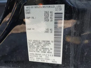 2019 Nissan Altima S with VIN 1N4BL4BVXKC157333, listed as a IAAI auction lot 41995192 with 94,331 mi miles and . Bid and sale history available at DreamBid. Image 9.