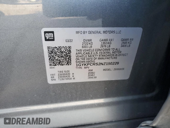 2022 Cadillac XT6 Premium Luxury with VIN 1GYKPCRS2NZ150229, listed as a Copart auction lot 86952664 with 25,902 mi miles and Salvage Title. Bid and sale history available at carsss.com. Image 12.